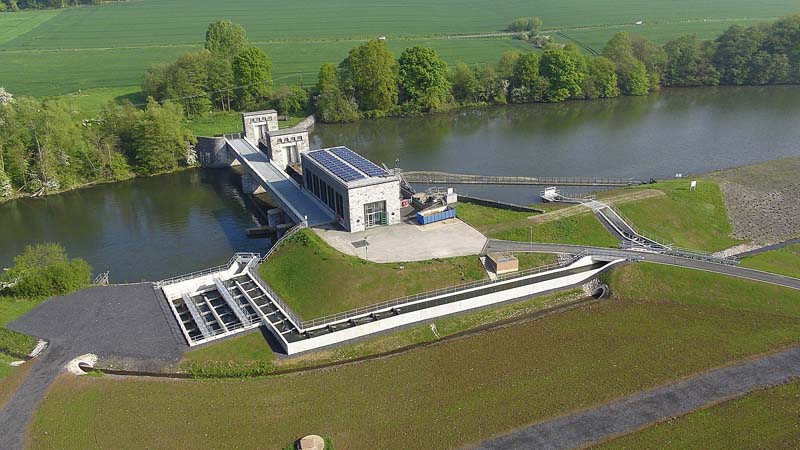 Im Vordergrund zu sehen: Die Fischtreppenaufstiegsanlage in Schwerte-Geisecke. (Foto: Unternehmensgruppe Erdbrügger)