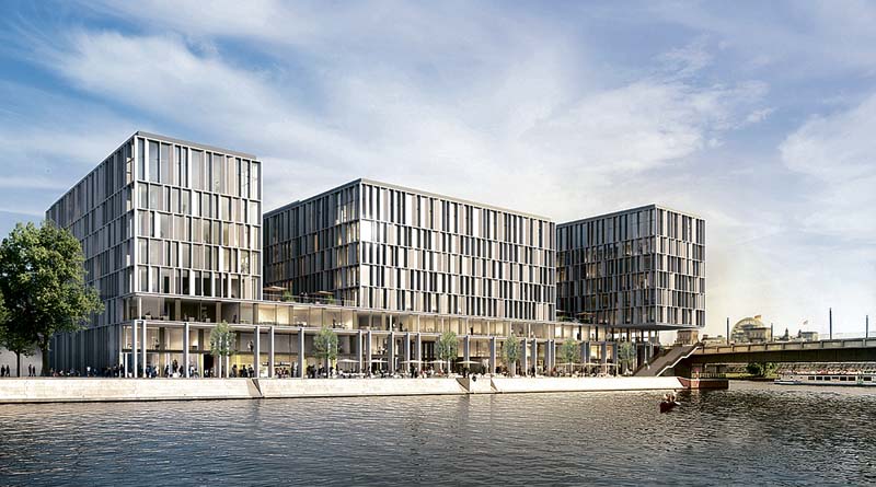Bei der Planung des Objektes mussten die Architekten zahlreiche Aspekte berücksichtigen:  den reibungslosen Bürobetrieb, den Zugang zum Wasser, die städtebauliche Struktur und die Nachhaltigkeit. (Foto: OVG Real Estate GmbH)
