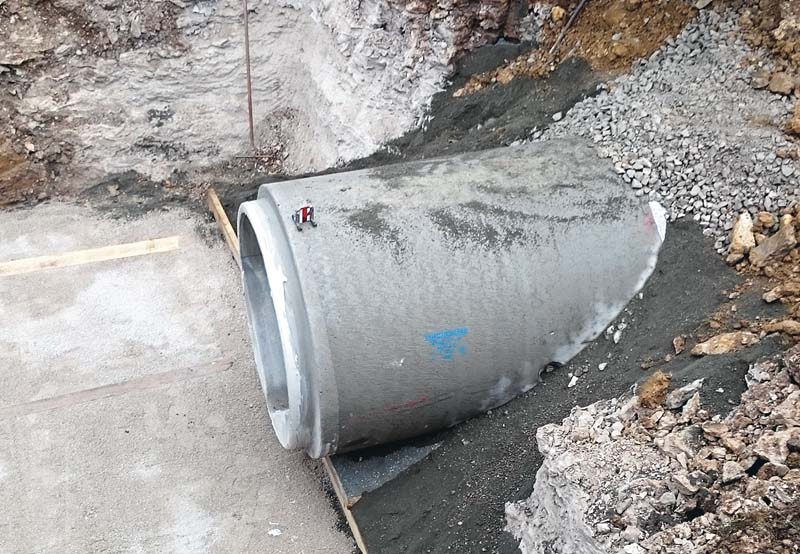 Der Stauraumkanal – bestehend aus FBS-Stahlbetonrohren DN 1400 mit Drachenquerschnitt.    (Foto: Weyrauther Ingenieurgesellschaft GmbH)