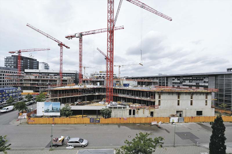 Insgesamt sind auf der Zalando-Baustelle 6.000 Quadratemter Topmax-Deckenschaltische im Einsatz. 	(Foto: PORR Deutschland GmbH)