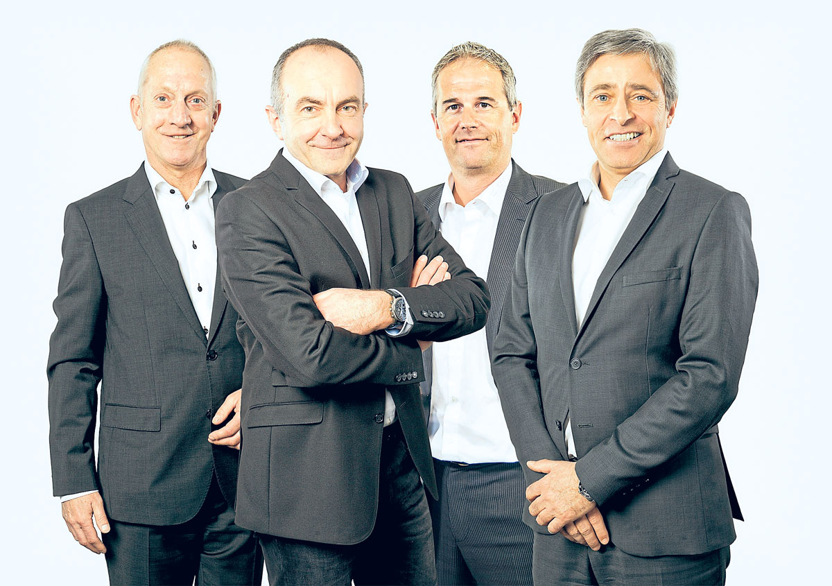 (v.l.), Ernst-Ulrich Laux, Ernst-Ulrich Partes, Oliver Diebold und Robert Wagner sorgen für  Finanzierungen nach Maß erhalten.