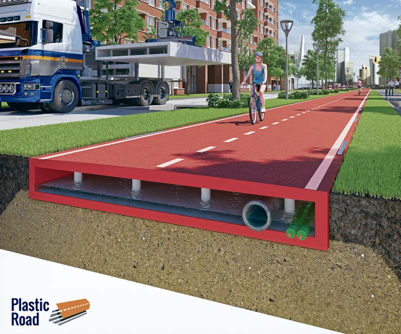 Die ersten beiden Pilotprojekte werden in Form von 30 Meter langen Radwegen realisiert.    (Foto: Wavin)