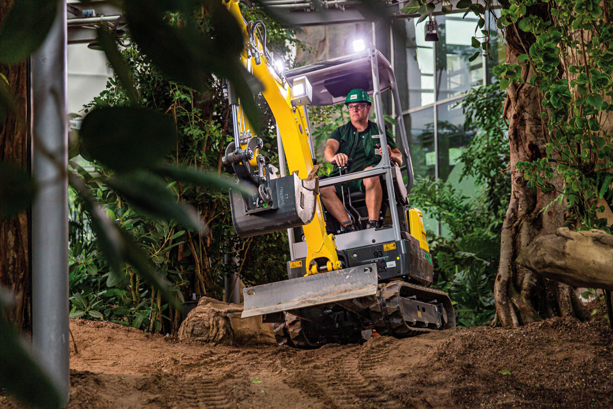 Emissionsfreie Baumaschinen kommen im neuen  Urwaldhaus der BUGA 2021 zum Einsatz. (Foto: Wacker Neuson)