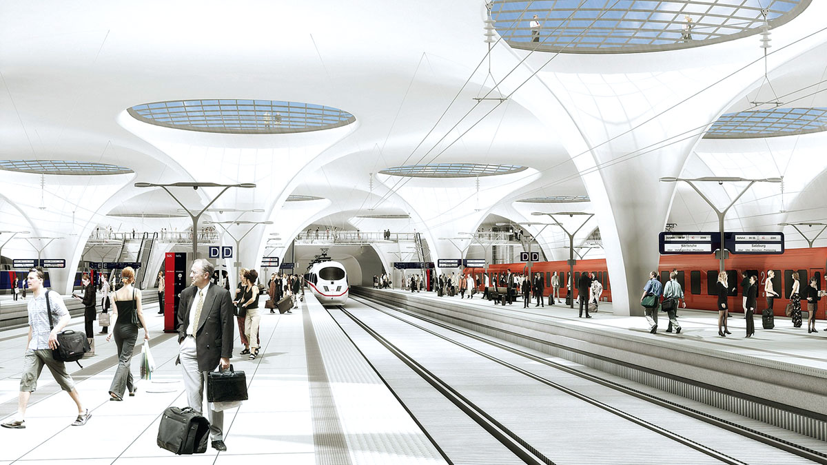 Im Finale in der Kategorie 3: Die Firma Züblin mit ihren Kelchstützen für den Stuttgarter Tiefbahnhof. (Foto: Züblin)